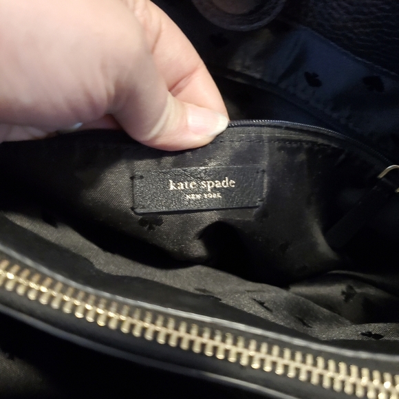 Kate Spade Black Pebbled Leather Tote Bag With Triple Compartments - Picture 13 of 16